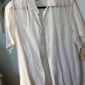 Saks Fifth Avenue White Casual Button Down Shirt in linen